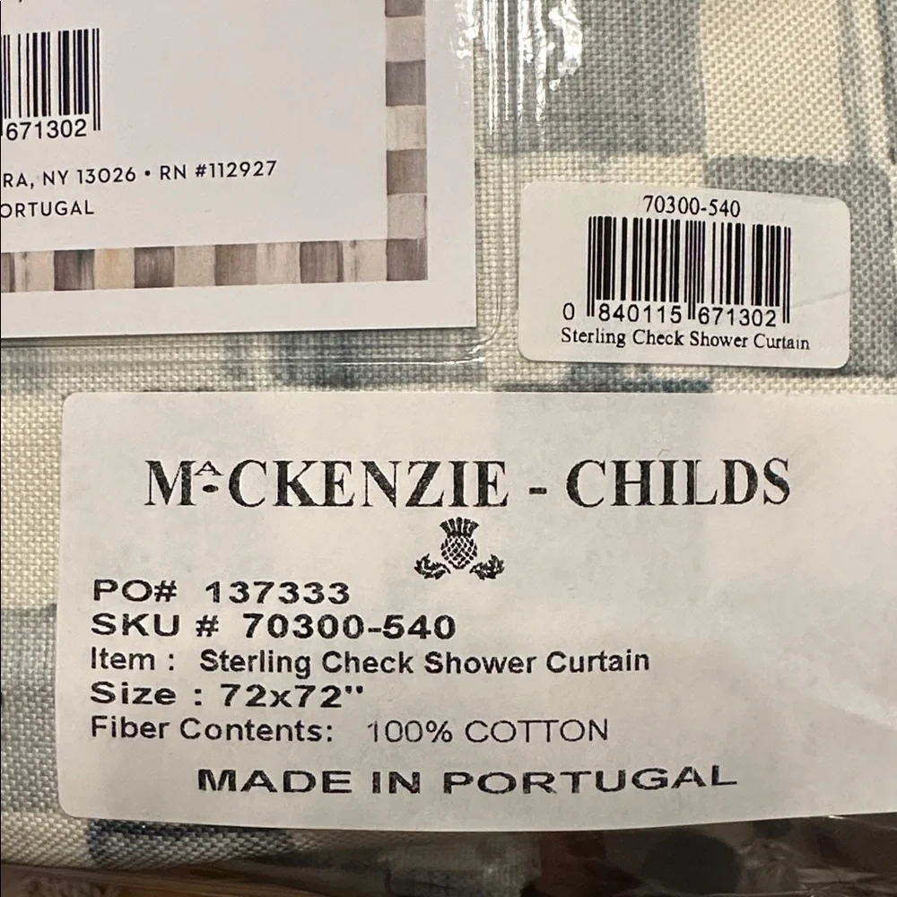 MacKenzie-Childs Sterling Check Shower Curtain NWT - Picture 4 of 7
